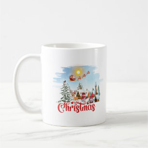 Cute Gnome, Snowman Celebrating Christmas Holiday Coffee Mug