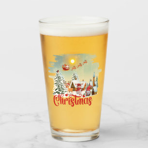 Cute Gnome, Snowman Celebrating Christmas Holiday Glass