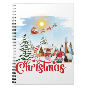 Cute Gnome, Snowman Celebrating Christmas Holiday Notebook