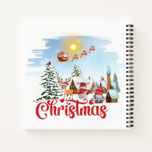 Cute Gnome, Snowman Celebrating Christmas Holiday Notebook
