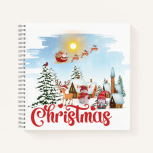Cute Gnome, Snowman Celebrating Christmas Holiday Notebook