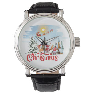 Cute Gnome, Snowman Celebrating Christmas Holiday Watch