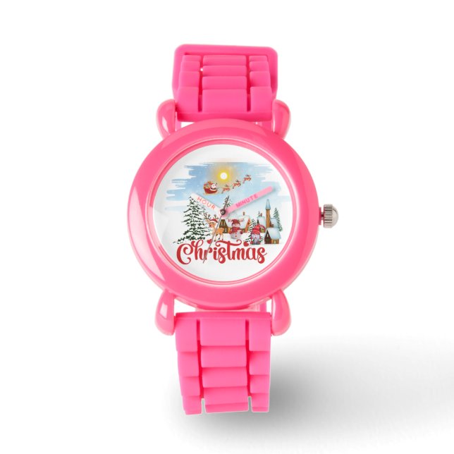 Cute Gnome, Snowman Celebrating Christmas Holiday Watch (Front)