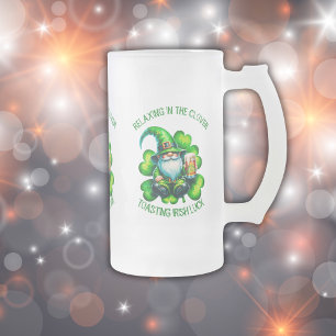 Cute Gnome St Patrick's Day with Beer   Frosted Glass Beer Mug
