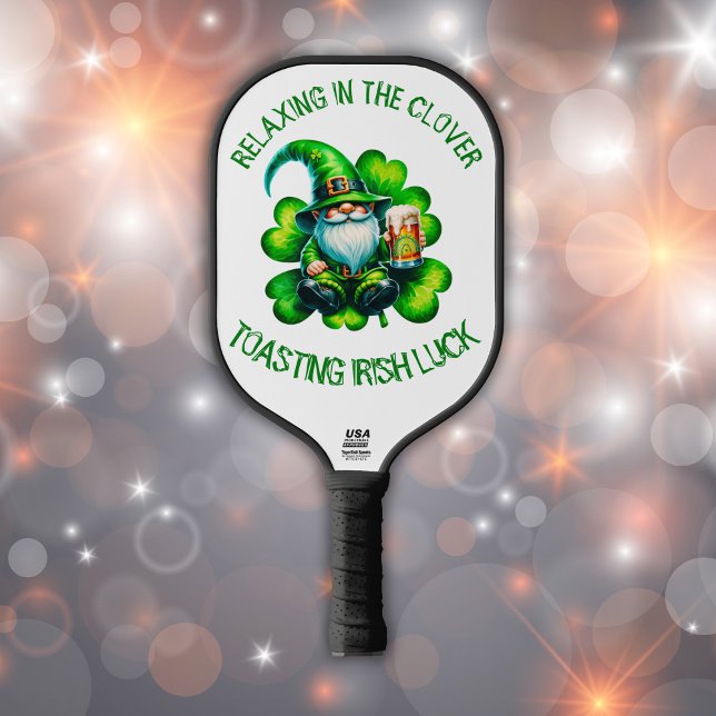Cute Gnome St Patrick's Day with Beer | Pickleball Paddle (Creator Uploaded)