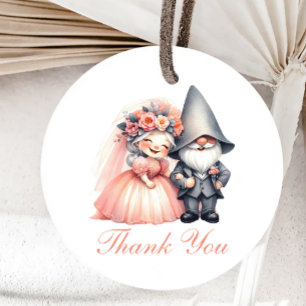 Cute Gnome Summer Garden Orange Wedding Thank You  Favour Tags