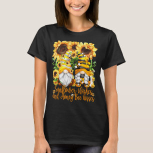 Cute Gnome Sunflower Motif For Women With Honey Be T-Shirt