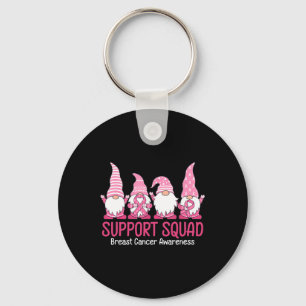 Cute Gnome Support Squad Breast Cancer Awareness  Key Ring