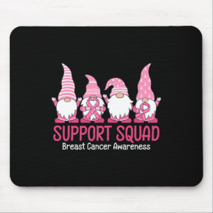 Cute Gnome Support Squad Breast Cancer Awareness Mouse Mat