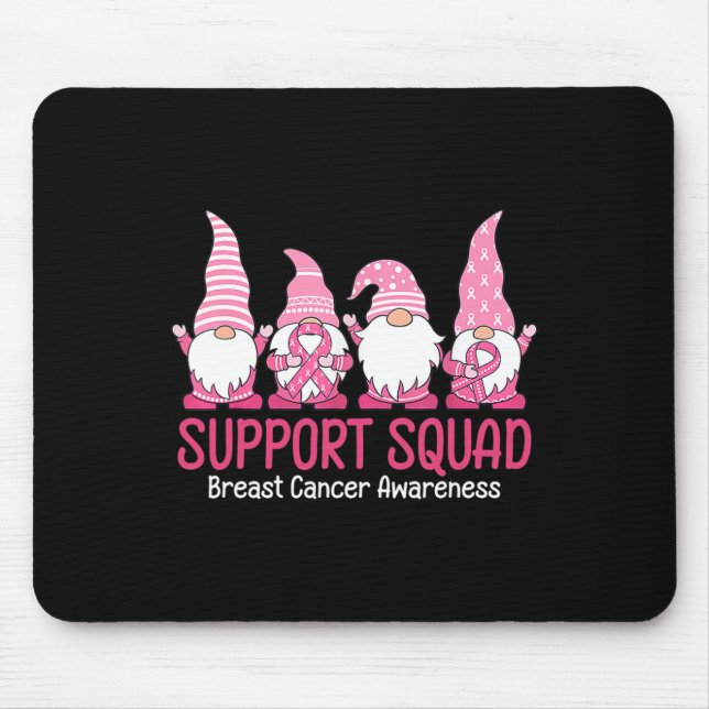 Cute Gnome Support Squad Breast Cancer Awareness  Mouse Mat (Front)