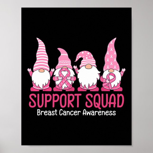 Cute Gnome Support Squad Breast Cancer Awareness  Poster (Front)