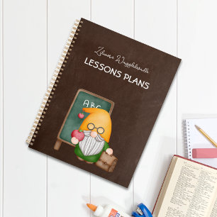 Cute Gnome Teacher On Brown Chalkboard  Planner