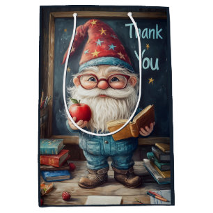 Cute Gnome Teacher - Thank You Illustration Medium Gift Bag