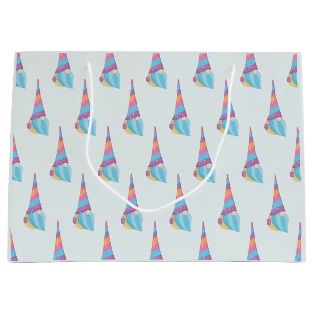 Cute Gnome Unicorn Magical Colourful Large Gift Bag (Front)
