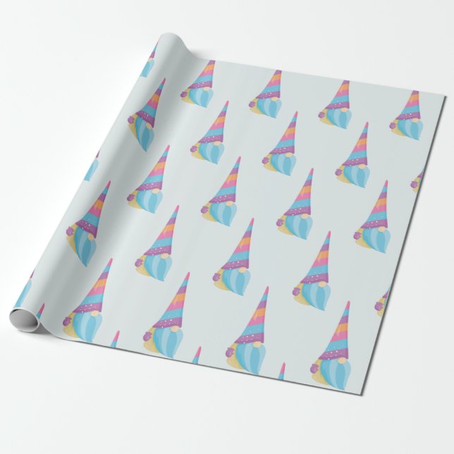 Cute Gnome Unicorn Magical Colourful Wrapping Paper (Unrolled)