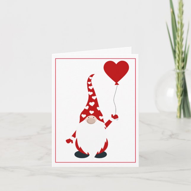 Cute Gnome Valentine Holiday Card (Front)