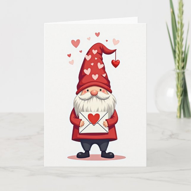 Cute Gnome Valentines Day Card (Front)