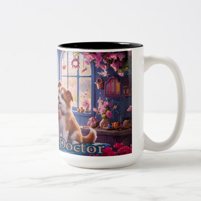 Cute Gnome veterinary doctor Two-Tone Coffee Mug (Right)