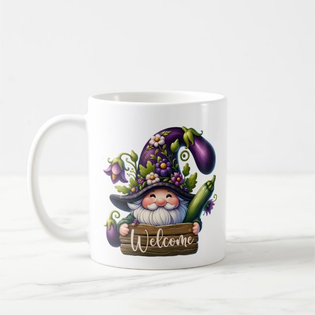 Cute gnome welcome garden party add name  coffee mug (Left)