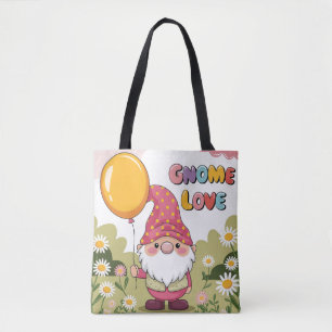Cute Gnome with Balloon - Gnome Love Design Tote Bag