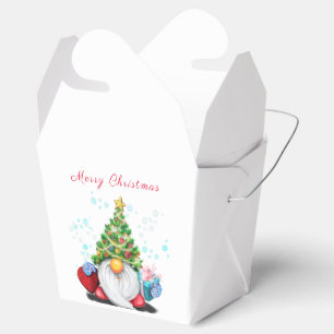 Cute Gnome with Christmas Tree Hat and Gift Favour Box