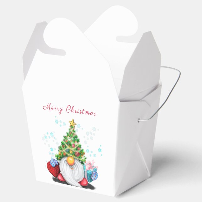 Cute Gnome with Christmas Tree Hat and Gift Favour Box (Opened)