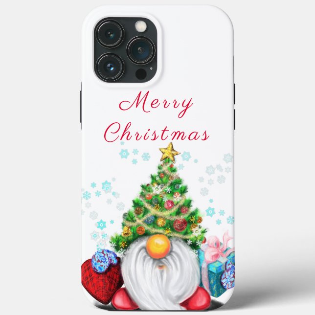 Cute Gnome with Christmas Tree Hat and Gift - Fun  Case-Mate iPhone Case (Back)