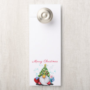 Cute Gnome with Christmas Tree Hat and Gift - Fun  Door Hanger