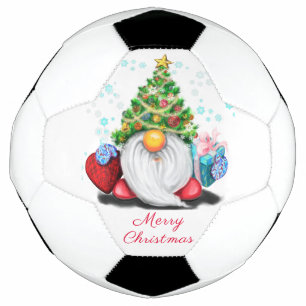 Cute Gnome with Christmas Tree Hat and Gift - Fun  Football