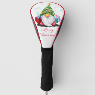 Cute Gnome with Christmas Tree Hat and Gift Golf Head Cover