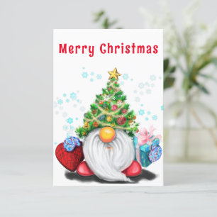 Cute Gnome with Gift Christmas Card