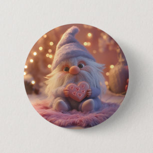 Cute Gnome with Heart: Valentine's Day Design 6 Cm Round Badge