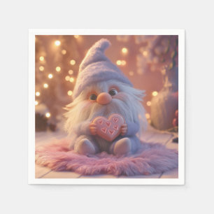 Cute Gnome with Heart: Valentine's Day Design Napkin