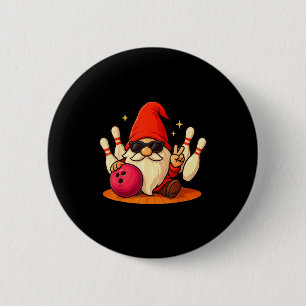Cute Gnome With Sungles Gnome Playing Bowling Men  6 Cm Round Badge