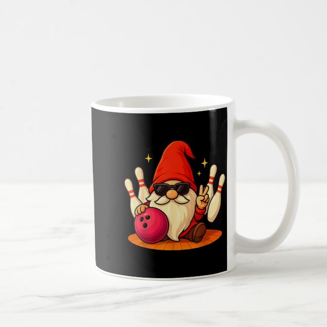Cute Gnome With Sungles Gnome Playing Bowling Men  Coffee Mug (Right)