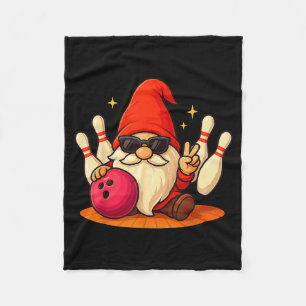 Cute Gnome With Sungles Gnome Playing Bowling Men  Fleece Blanket