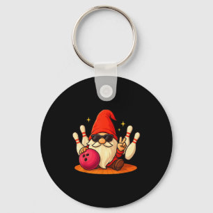 Cute Gnome With Sungles Gnome Playing Bowling Men  Key Ring