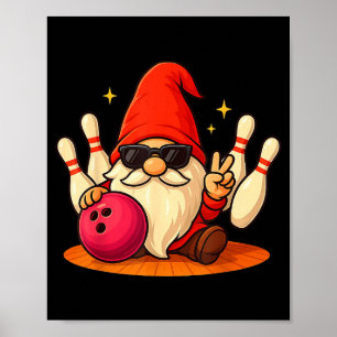 Cute Gnome With Sungles Gnome Playing Bowling Men Poster