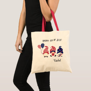 Cute Gnomes, 4th of July, Name, Custom Tote Bag