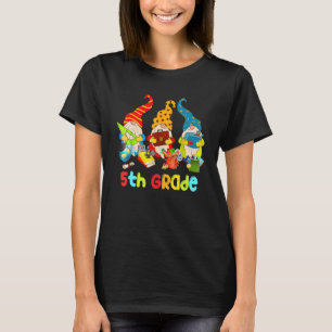 Cute Gnomes 5th Grade Crew Teacher 100th Day Of Sc T-Shirt