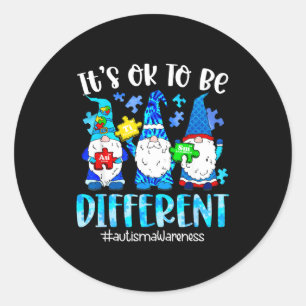 Cute gnomes autism awareness to be different puzzl classic round sticker