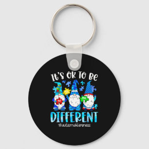 Cute gnomes autism awareness to be different puzzl key ring