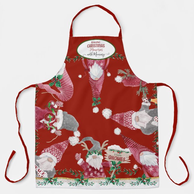 Cute Gnomes Baking Christmas Memories with Mummy Apron (Front)