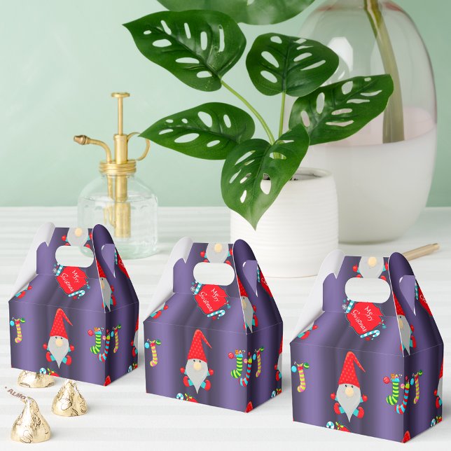 Cute Gnomes Blue Christmas Favour Box (Creator Uploaded)