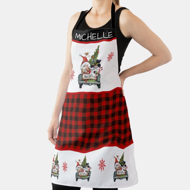 Cute Gnomes bringing home the christmas tree Apron (Insitu)