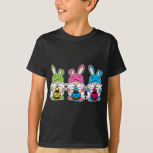 Cute Gnomes Bunny Easter Egg Hunting T-Shirt