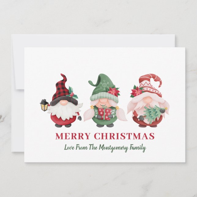 Cute Gnomes Christmas Holiday Card (Front)
