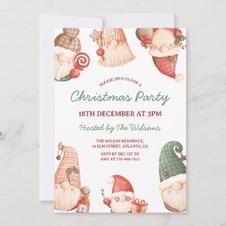 Cute Gnomes Christmas Party Invitation