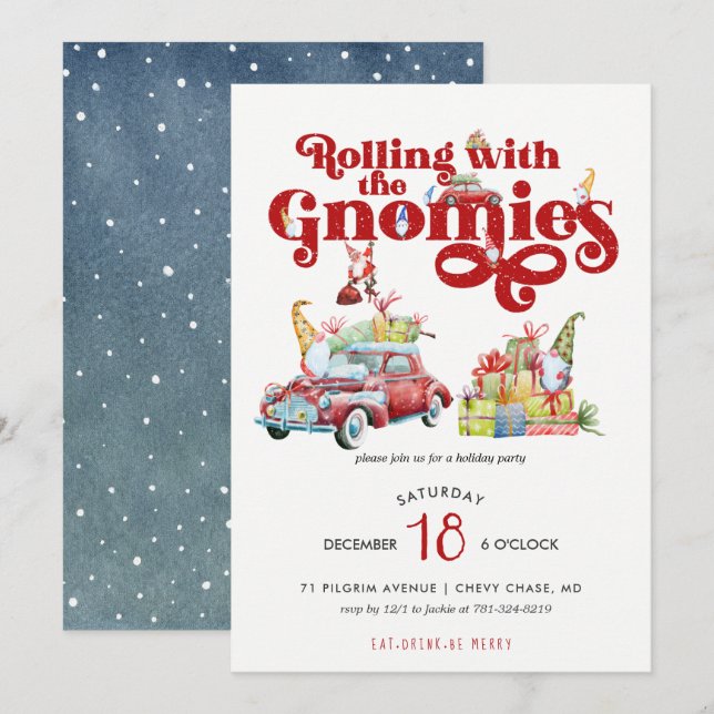 Cute Gnomes | Christmas Party Invitation (Front/Back)