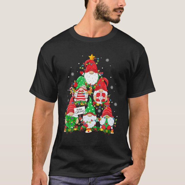 Cute Gnomes Christmas Shirt Women Family Gnome Xma (Front)